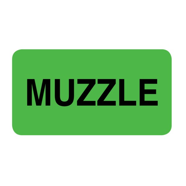 Label, Muzzle 7/8" x 1-5/8" Flr Green w/Black